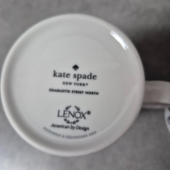 Kate Spade x Lenox Charlotte Street Navy and White Coffee Tea Mug Cups Set of 2 - Picture 8 of 8